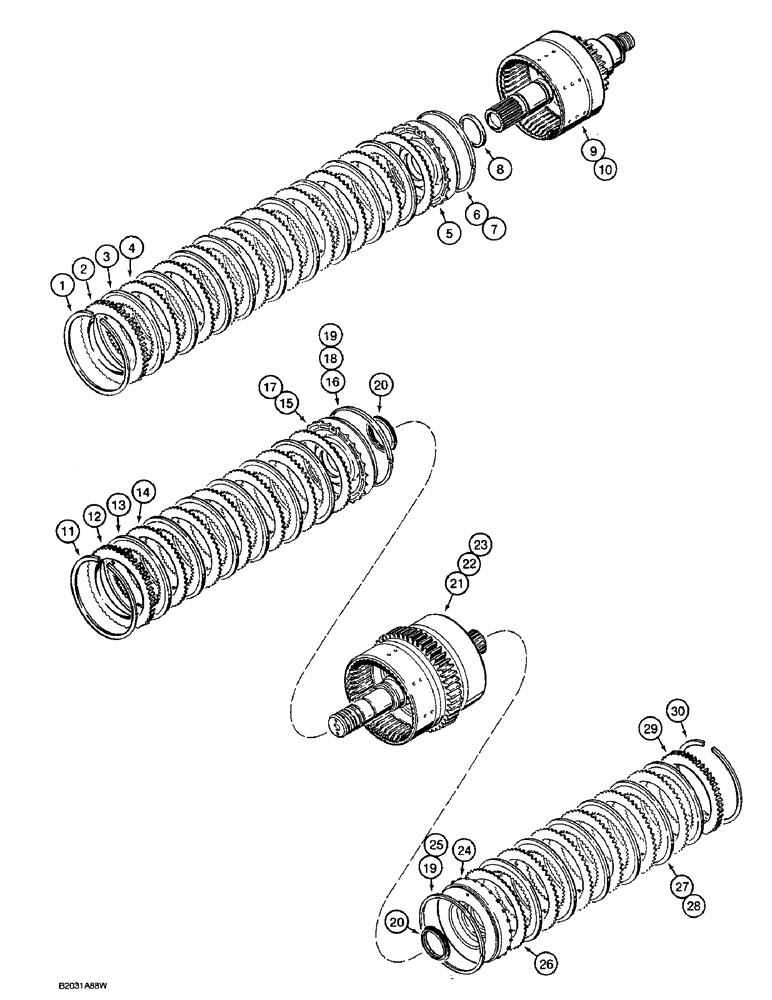 Схема запчастей Case W36 - (6-264) - TRANSMISSION, FIRST, REVERSE AND THIRD CLUTCHES , FIRST CLUTCH (06) - POWER TRAIN