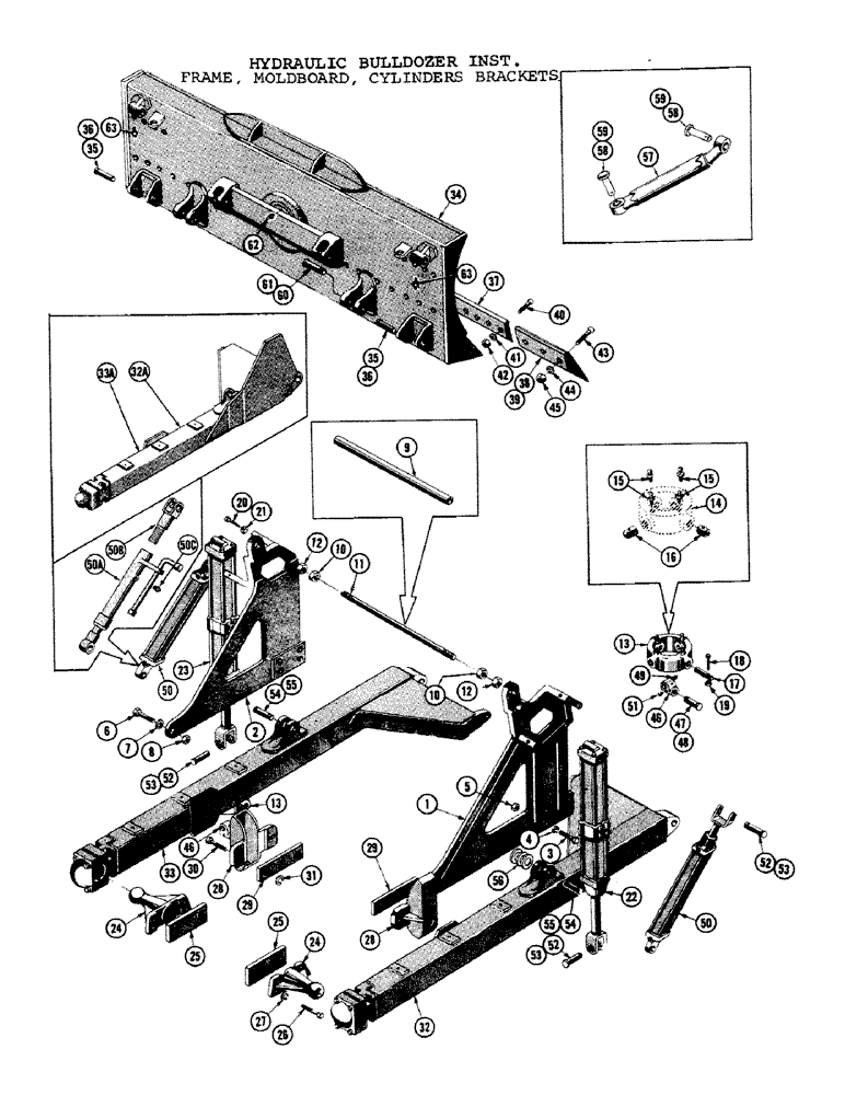 Схема запчастей Case 1000C - (238) - HYDRAULIC BULLDOZER INSTALLATION, FRAME, MOLDBOARD, CYLINDERS, BRACKETS (07) - HYDRAULIC SYSTEM