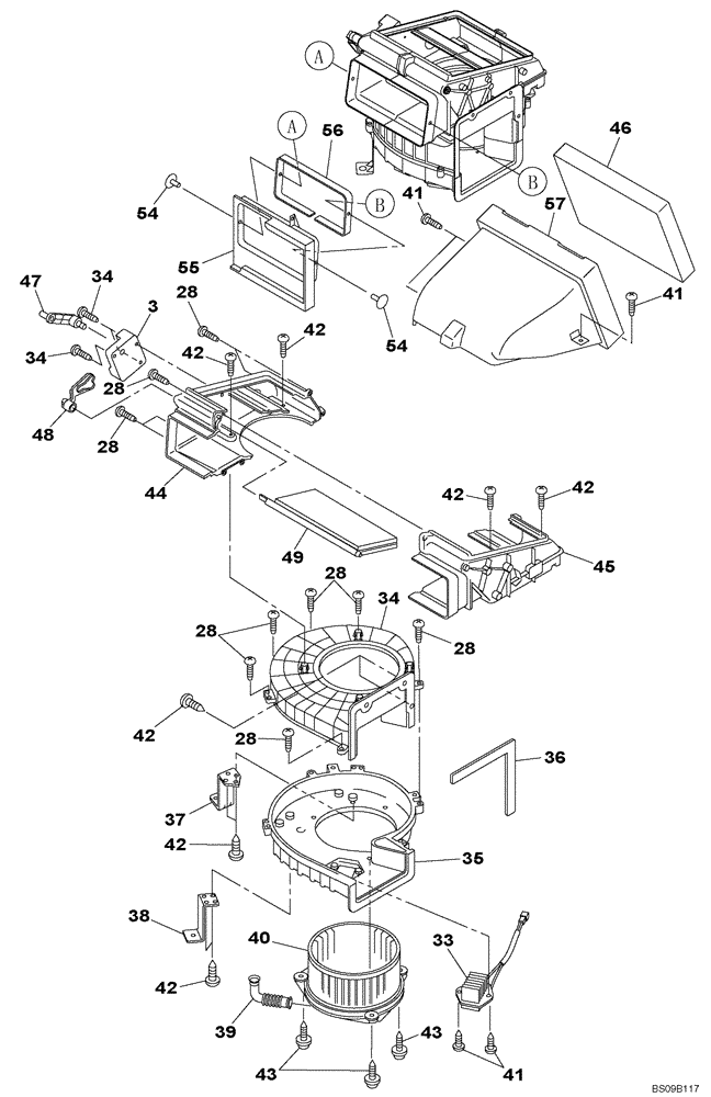 Схема запчастей Case CX130B - (09-82) - CAB HEATER (09) - CHASSIS/ATTACHMENTS