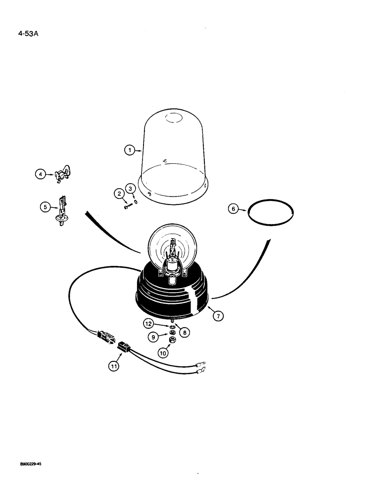 Схема запчастей Case W14B - (4-53A) - A187528 ROTATING BEACON (04) - ELECTRICAL SYSTEMS