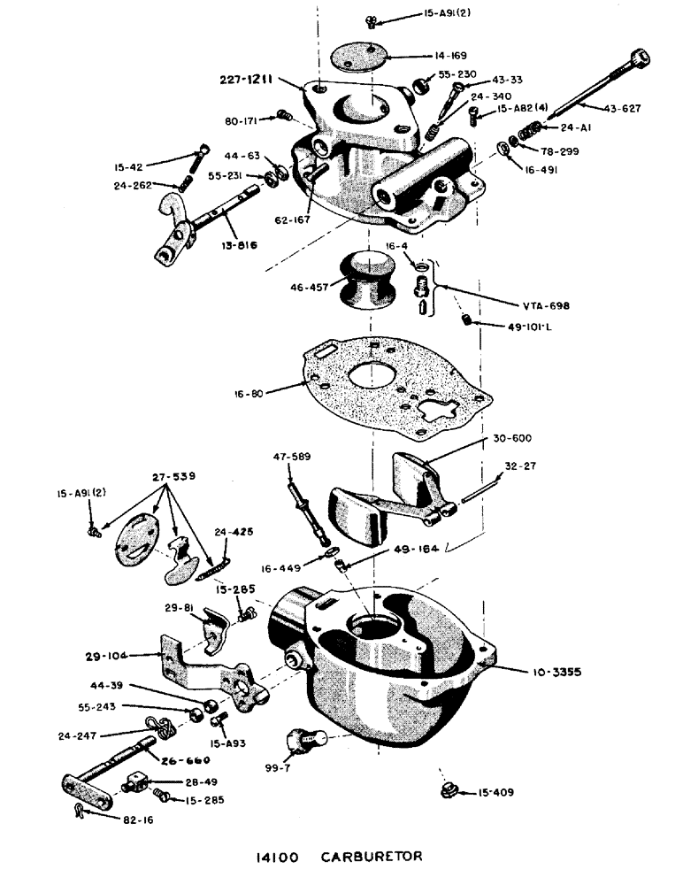 Схема запчастей Case 256 - (016) - 14100 MARVEL-SCHEBLER CARBURETOR (TSX-407) (01) - ENGINE