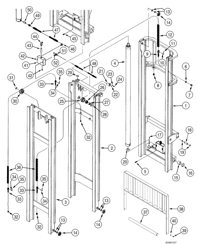 Схема запчастей Case 586G - (09-08) - MAST - 5000/6000 LB (09) - CHASSIS