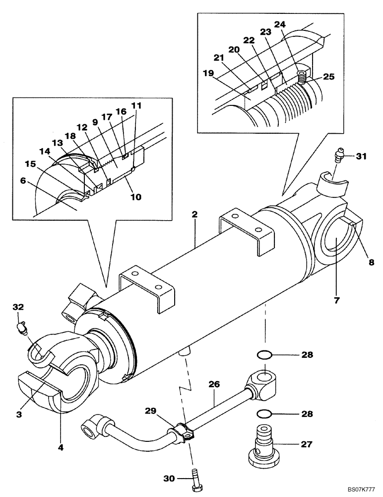 Схема запчастей Case CX225SR - (08-95) - CYLINDER ASSY LH - BLADE, DOZER (08) - HYDRAULICS