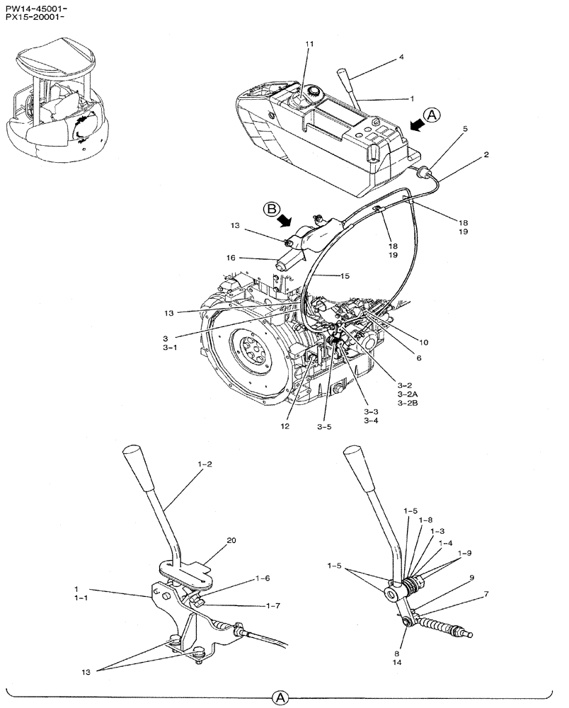 Схема запчастей Case CX31B - (01-015) - CONTROL ASSY, ENGINE (WITH DECEL), P/N PW11M00010F1 (10) - ENGINE