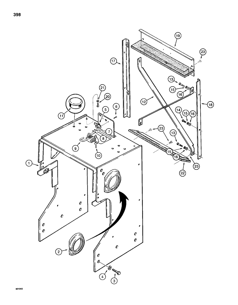 Схема запчастей Case 1150D - (398) - RADIATOR SHROUD, DOZER AND DRAWBAR MODELS (09) - CHASSIS/ATTACHMENTS