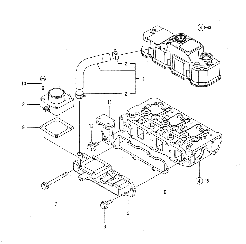 Схема запчастей Case CX27B PV13 - (08-005) - SUCTION MANIFOLD ENGINE COMPONENTS