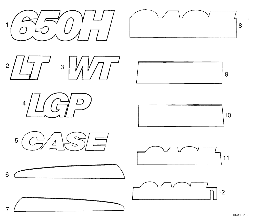 Схема запчастей Case 650H - (09-37A) - DECALS - MODEL, REFLECTIVE - IF USED (09) - CHASSIS