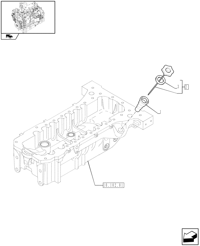 Схема запчастей Case F4DFE613C A005 - (10.102.03) - ENGINE OIL DIPSTICK (10) - ENGINE