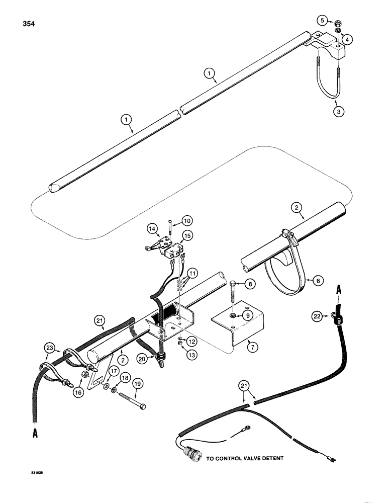 Схема запчастей Case 1150D - (354) - LOADER RETURN-TO-DIG, WITH CAM-TYPE ACTUATOR SWITCH, IF USED (09) - CHASSIS/ATTACHMENTS