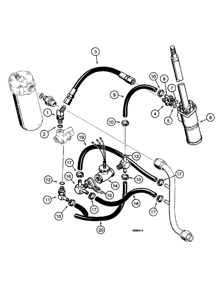 Схема запчастей Case W14 - (258) - AUXILIARY STEERING HYDRAULIC CIRCUITS, FLOW CONTROL VALVE TO EXTERNAL CYLINDER FILTER (05) - STEERING