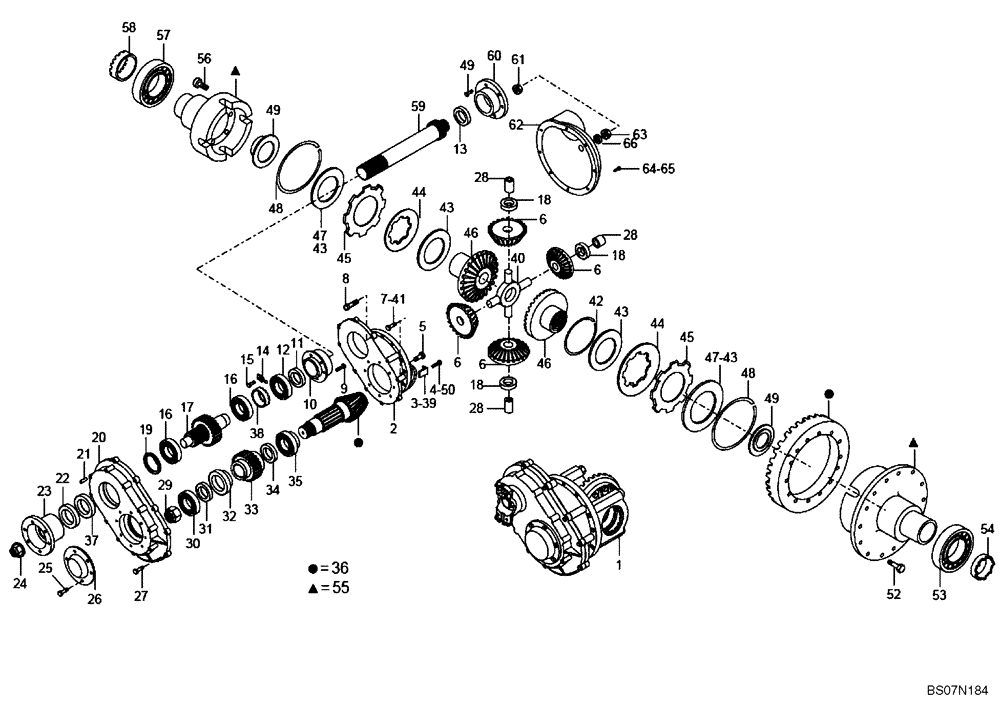 Схема запчастей Case 327B - (32A00000671[001]) - DIFFERENTIAL ASSY, INTERMEDIATE AXLE (8998340701) (11) - AXLES/WHEELS