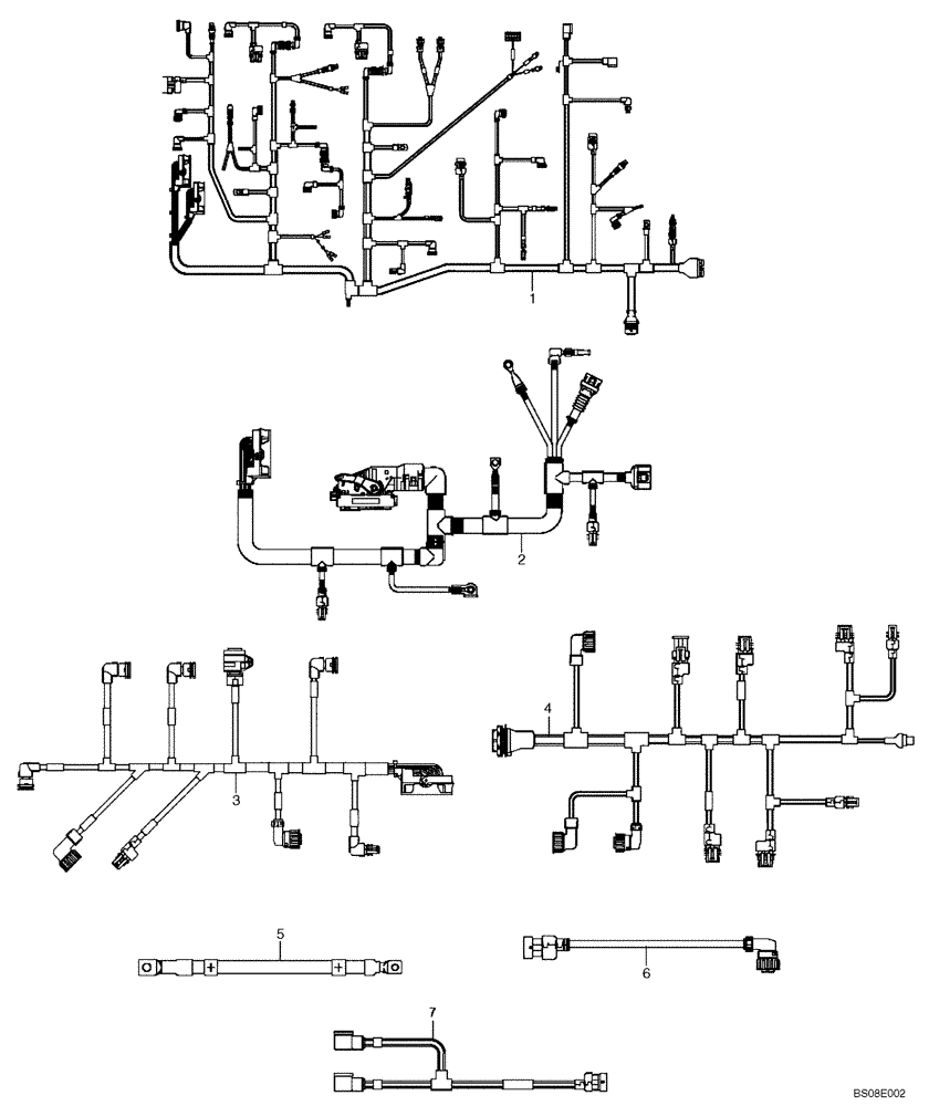 Схема запчастей Case 335B - (67A00011774[001]) - WIRE HARNESSES, ENGINE / GEARBOX / BATTERY / BRAKE (SIMPLE MUX P.I.N. HHD0335BN8PG58100 AND AFTER) (87746233) (13) - Electrical System / Decals