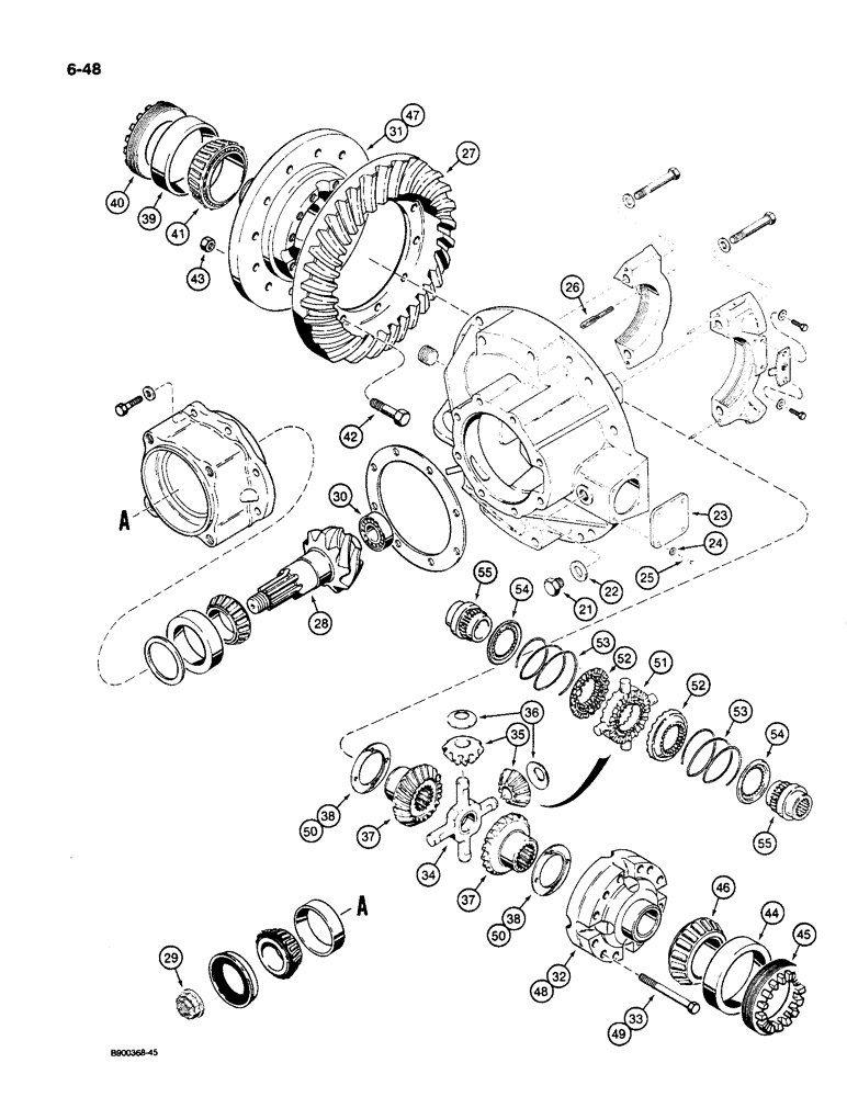 Схема запчастей Case 1085C - (6-48) - REAR DRIVE AXLE, DIFFERENTIAL (06) - POWER TRAIN