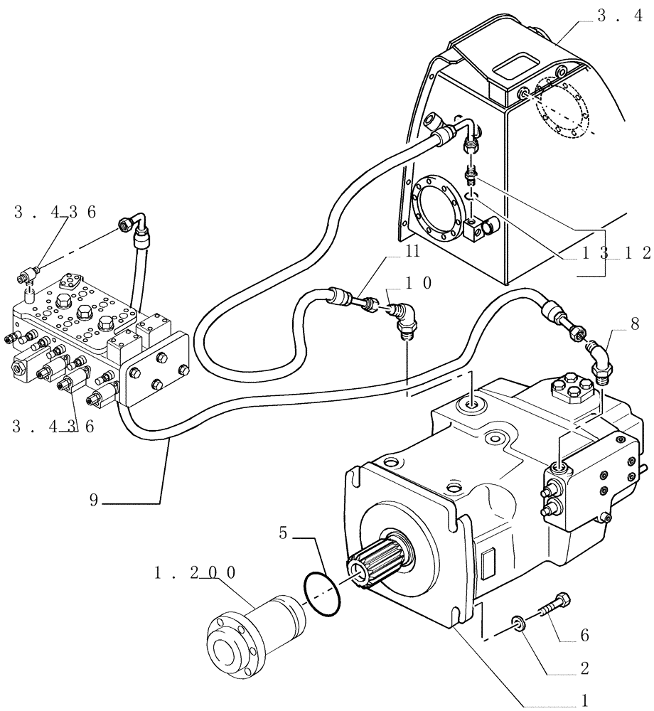 Схема запчастей Case 1850K - (3.435[01]) - EQUIPMENT PUMP (07) - HYDRAULIC SYSTEM/FRAME