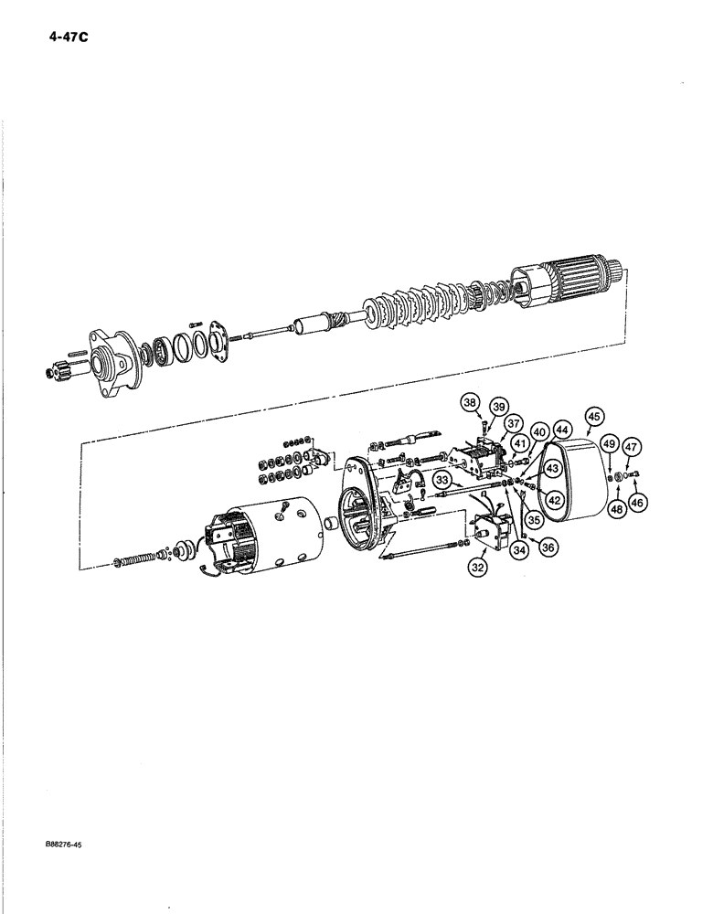 Схема запчастей Case 170B - (4-47C) - STARTER (04) - ELECTRICAL SYSTEMS