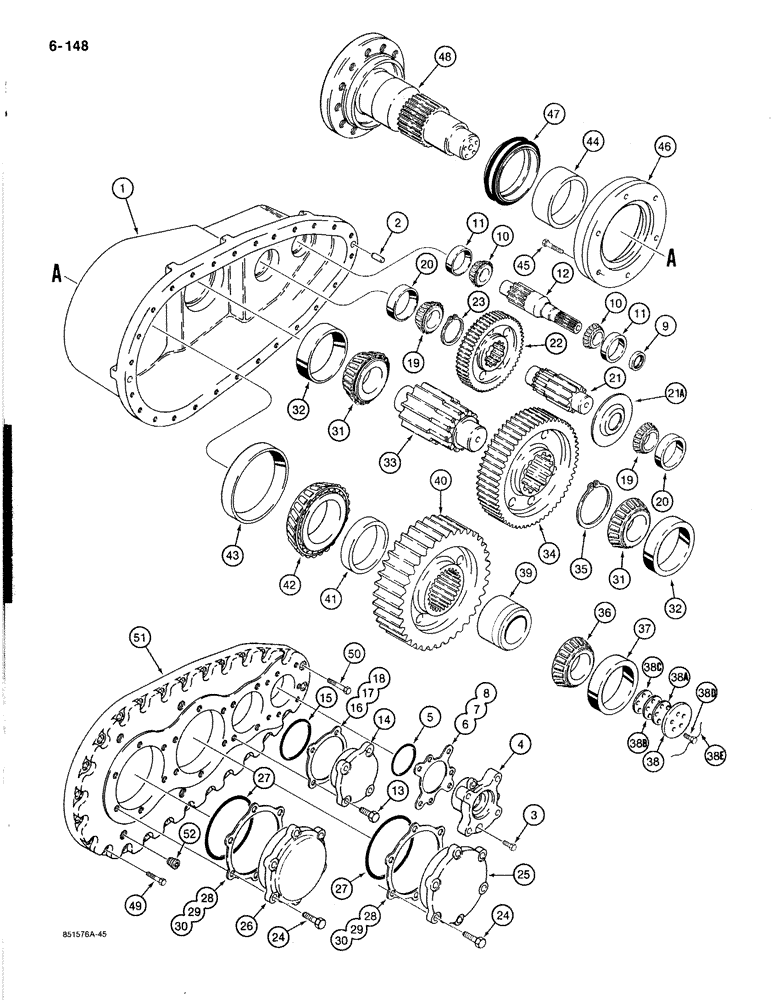 Схема запчастей Case 1080B - (6-148) - FINAL DRIVE TRANSMISSION (06) - POWER TRAIN