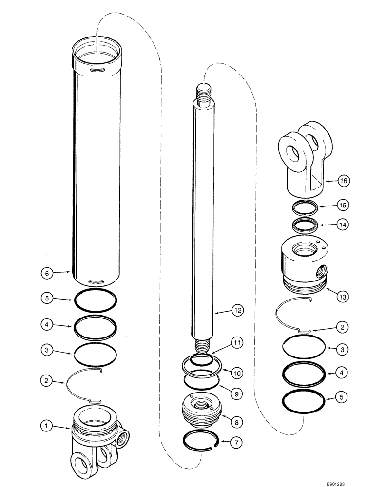 Схема запчастей Case 1840 - (08-46) - CYLINDER ASSY - STABILIZER (D100, D100XR) (08) - HYDRAULICS