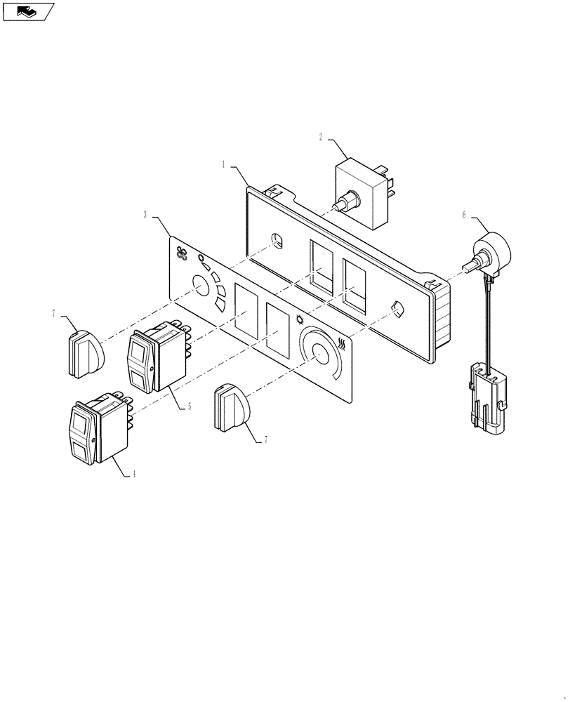 Схема запчастей Case 821F - (50.104.06) - AIR CONDITIONING CONTROL (50) - CAB CLIMATE CONTROL