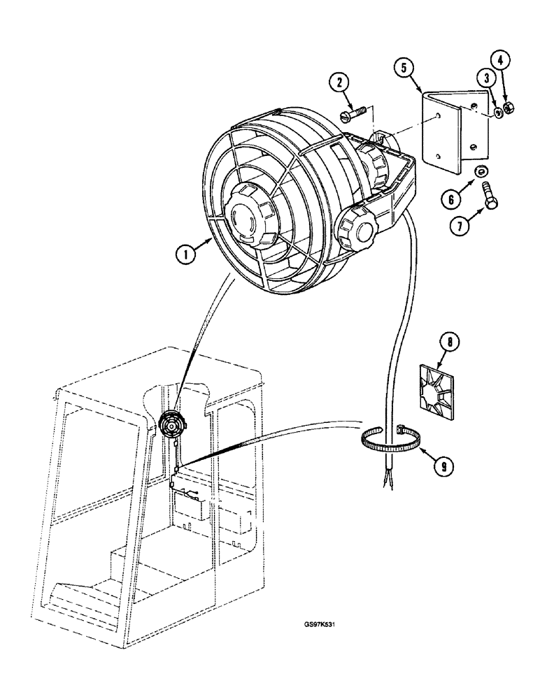 Схема запчастей Case 220B - (4-34) - CAB FAN, P.I.N. 74441 THROUGH 74597, P.I.N. 03201 AND AFTER (04) - ELECTRICAL SYSTEMS