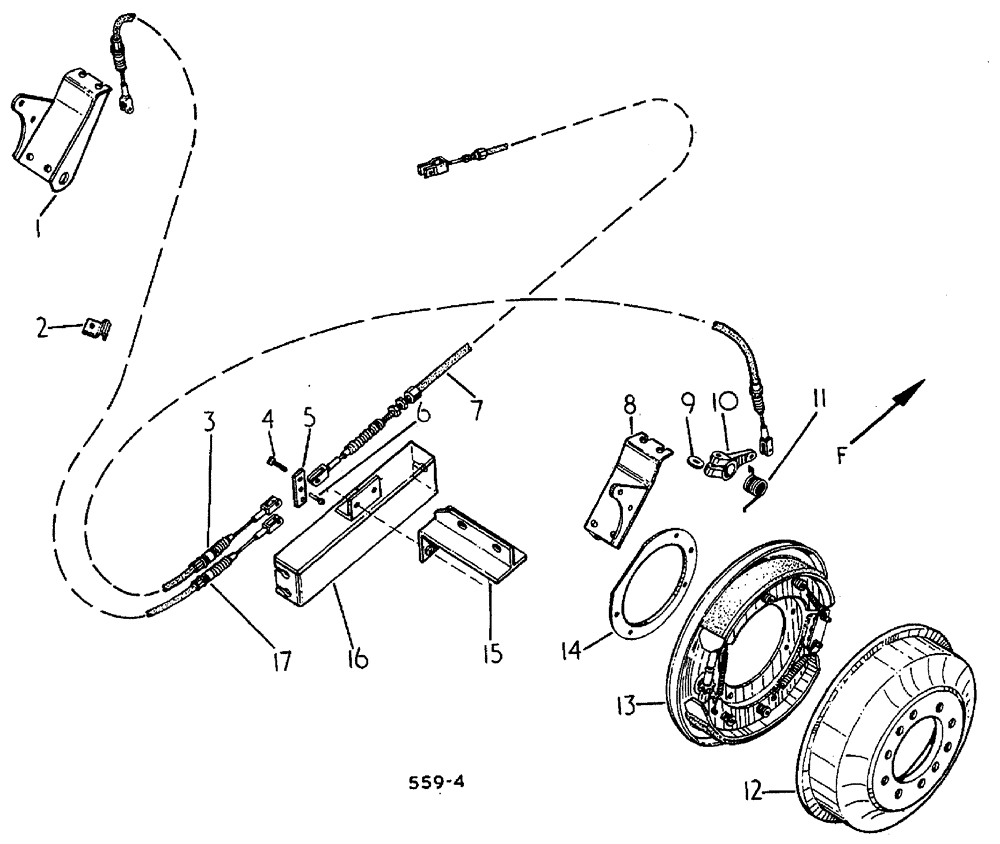 Схема запчастей Case 3400 - (004) - HAND OPERATED DRUM BRAKE ATTACHMENT (33) - BRAKES & CONTROLS