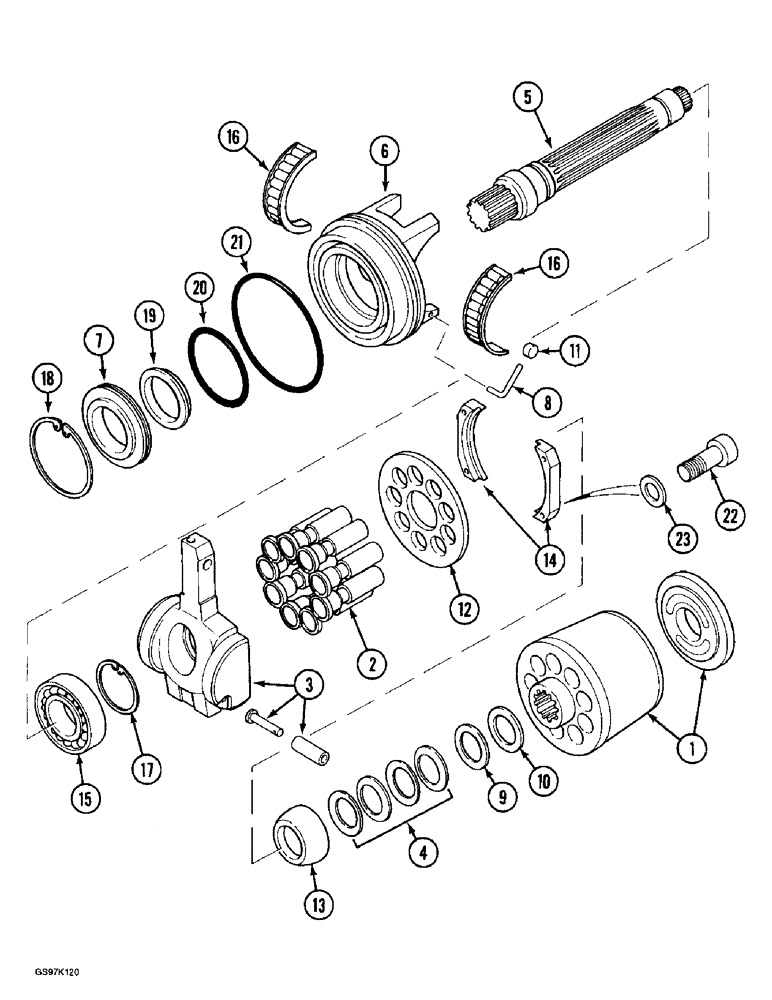 Схема запчастей Case 888 - (8B-28) - ROTARY GROUP (08) - HYDRAULICS