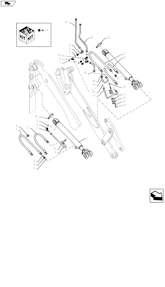 Схема запчастей Case 721F - (35.901.04[01]) - LIFT CYLINDER INSTALLATION - XT (35) - HYDRAULIC SYSTEMS