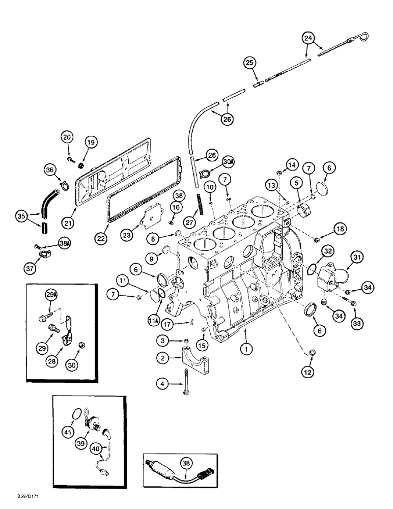 Схема запчастей Case 9010B - (2-070) - CYLINDER BLOCK, 4TA-390 ENG,**PRIOR TO P.I.N. DAC01#2001,PRIOR TO ENG S/N 45537238,ENG BLOCK HEATER (02) - ENGINE