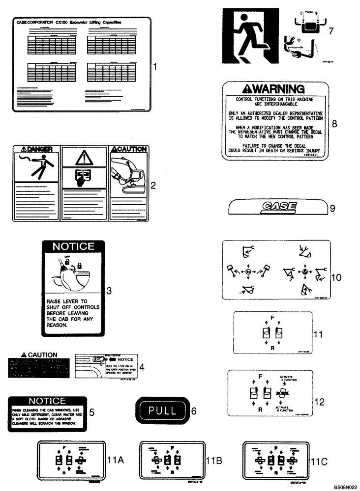 Схема запчастей Case CX160 - (09-49) - DECALS (09) - CHASSIS/ATTACHMENTS