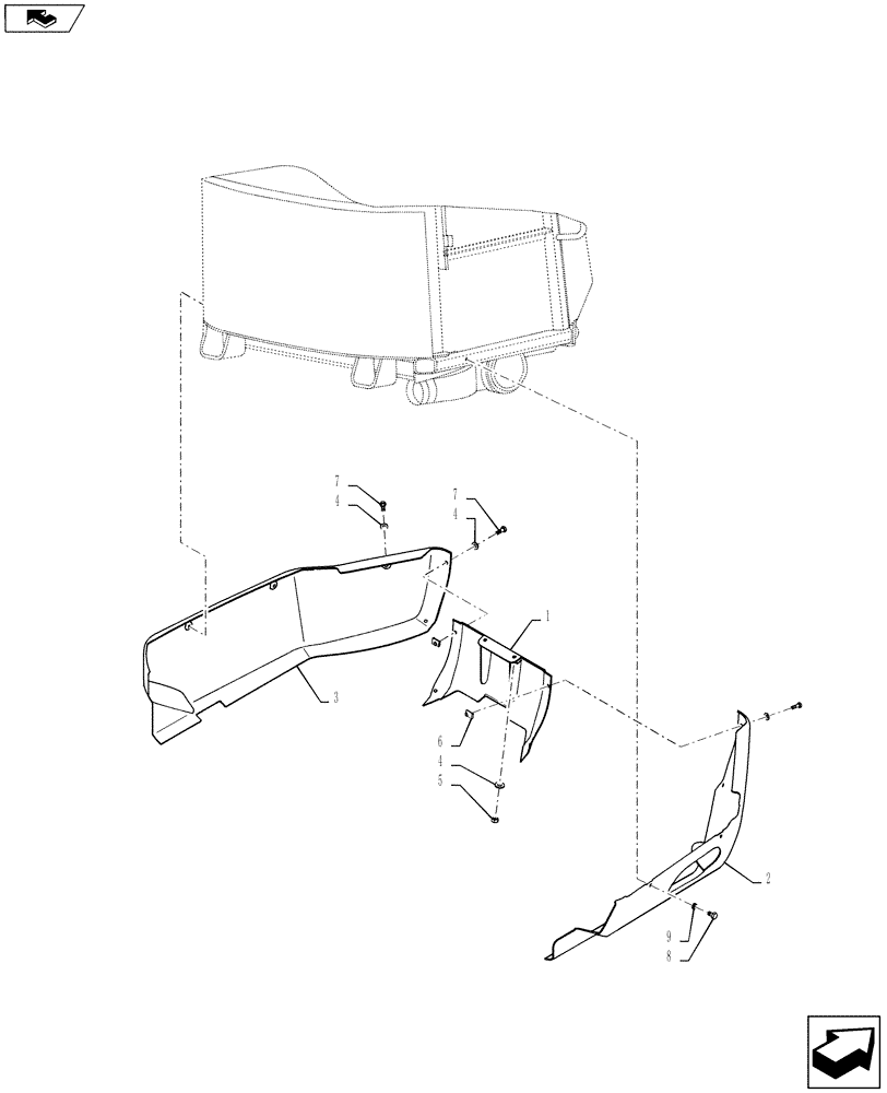 Схема запчастей Case 821F - (90.116.09) - FENDER, REAR SUPPORT WIDE (90) - PLATFORM, CAB, BODYWORK AND DECALS