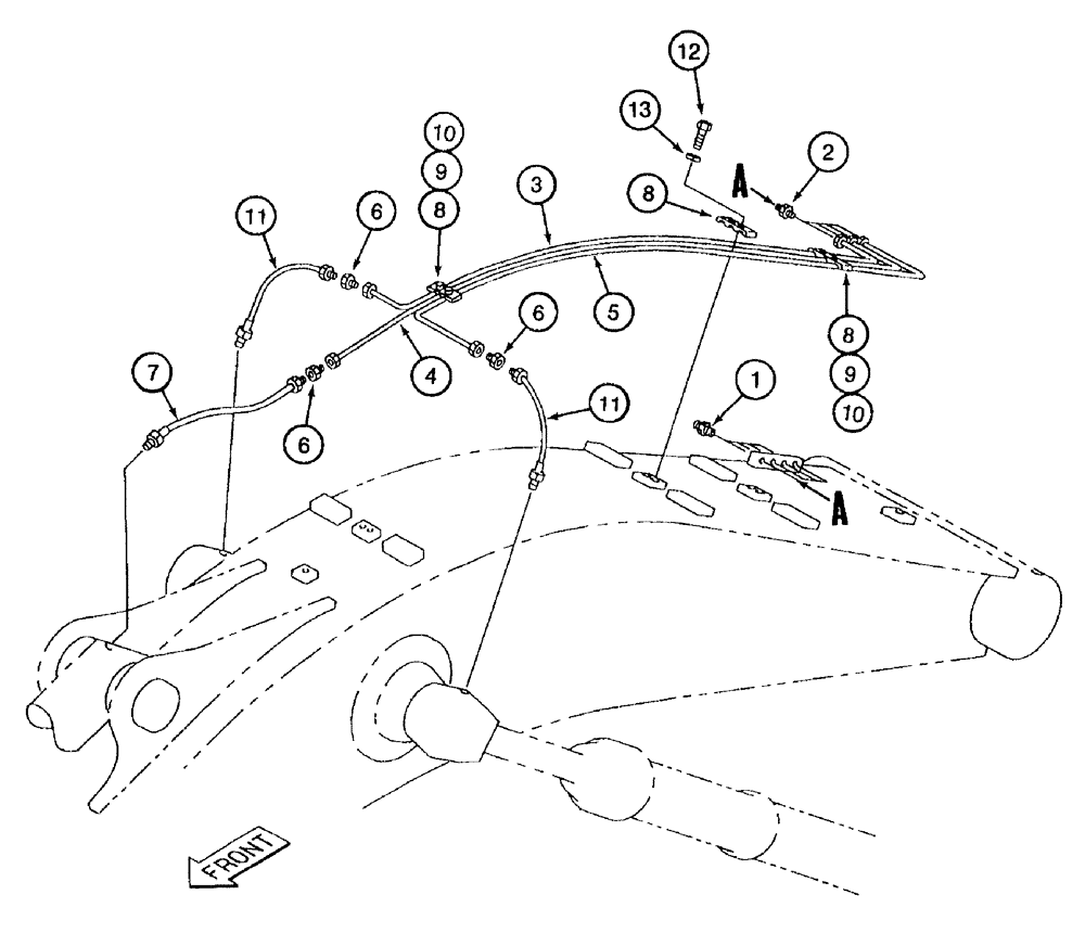 Схема запчастей Case 9050B - (9-106) - BOOM LUBRICATION LINES, PRIOR TO P.I.N. EAC0501270 (09) - CHASSIS/ATTACHMENTS