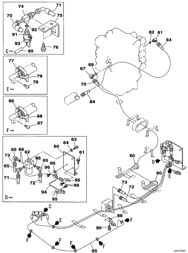 Схема запчастей Case CX460 - (08-47) - HYDRAULICS, AUXILIARY - SINGLE ACTING CIRCUIT (08) - HYDRAULICS