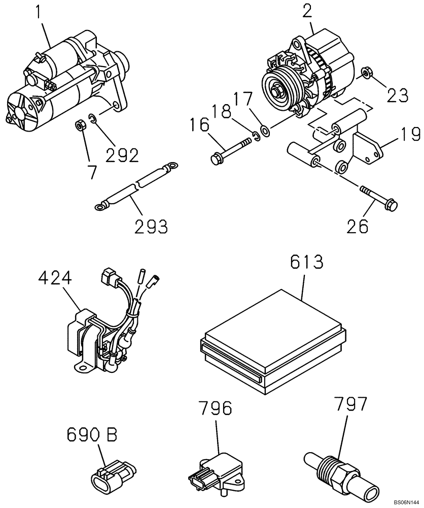 Схема запчастей Case CX290B - (04-01) - ELECTRICAL ACCESSORIES - ENGINE (04) - ELECTRICAL SYSTEMS