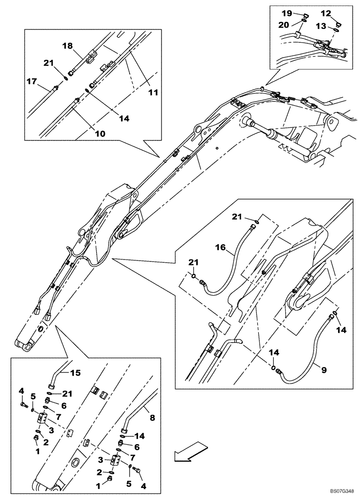 Схема запчастей Case CX160B - (08-40[02]) - HYDRAULIC LINES - ARM 2.62M & 3.05M - OPTIONAL (08) - HYDRAULICS