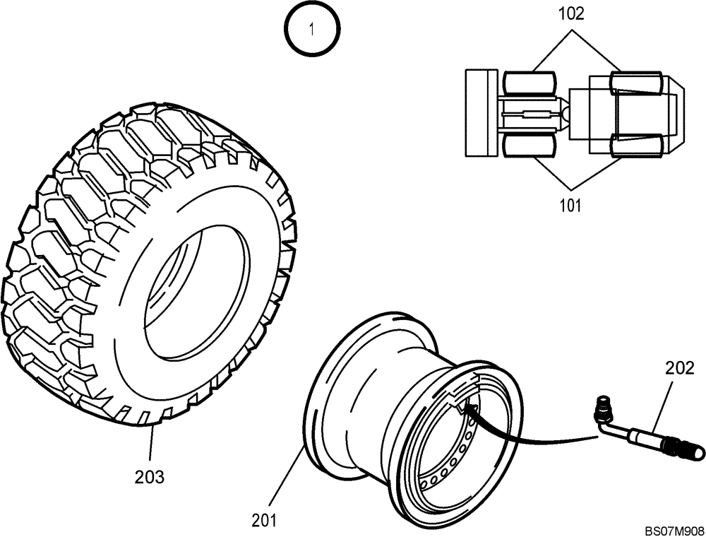 Схема запчастей Case 121E - (05.101[2941979000]) - WHEELS 14.5-20 MPT E91-ET22 (44) - WHEELS