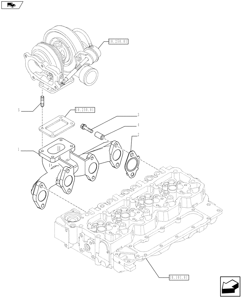 Схема запчастей Case F4HE0484G J102 - (10.254.05) - EXHAUST MANIFOLD (2855806) (10) - ENGINE