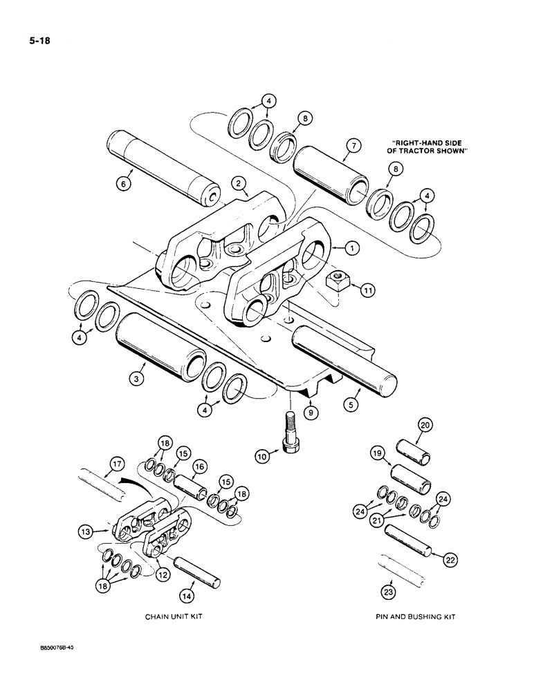 Схема запчастей Case 550 - (5-18) - SEALED TRACK CHAIN, IF USED, P.I.N. JAK0013968 AND AFTER (11) - TRACKS/STEERING