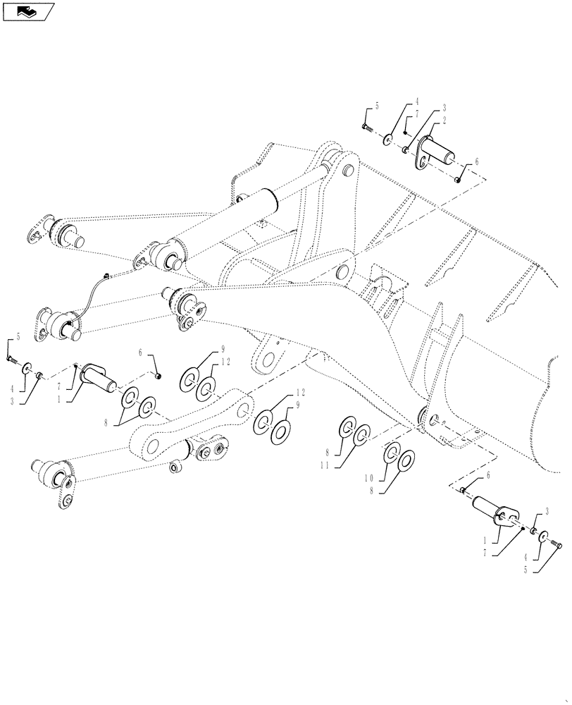 Схема запчастей Case 521F - (82.100.02) - Z-BAR LIFT ARM PIN INSTALATION (82) - FRONT LOADER & BUCKET