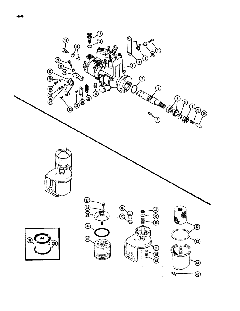 Схема запчастей Case 450 - (043) - FUEL INJECTION PUMP, (188) DIESEL ENGINE (02) - FUEL SYSTEM