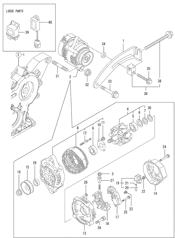 Схема запчастей Case CX27B - (08-015) - GENERATOR (55) - ELECTRICAL SYSTEMS