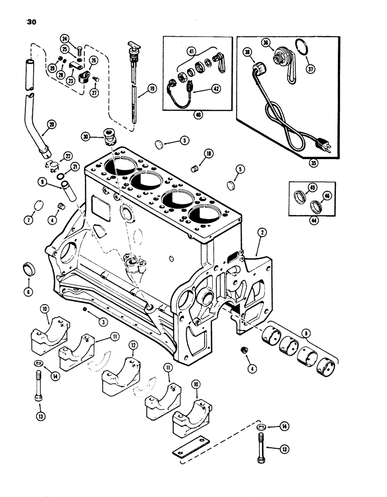 Схема запчастей Case 850B - (030) - CYLINDER BLOCK, 336BD AND 336BDT DIESEL ENGINES (01) - ENGINE