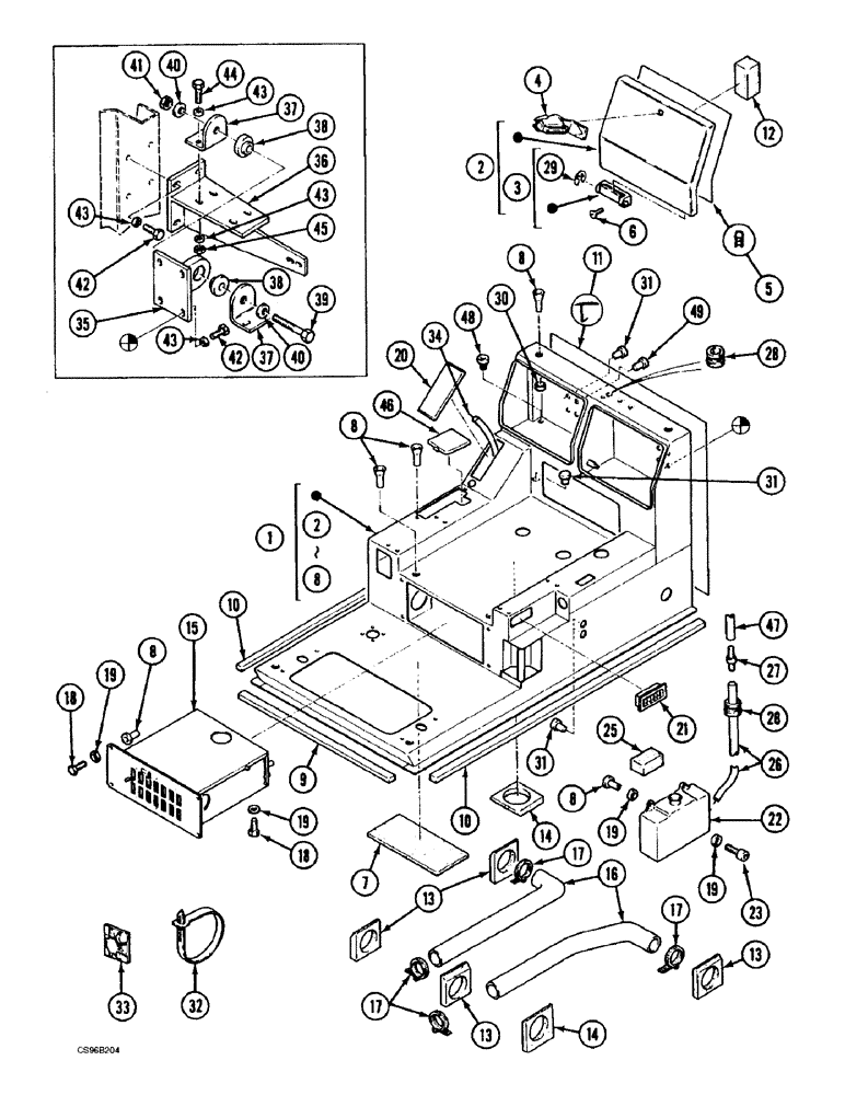 Схема запчастей Case 688BCK - (9D-02) - OPERATORS COMPARTMENT, 688B CK (120301-120482, 120484-120487 (05.1) - UPPERSTRUCTURE CHASSIS/ATTACHMENTS