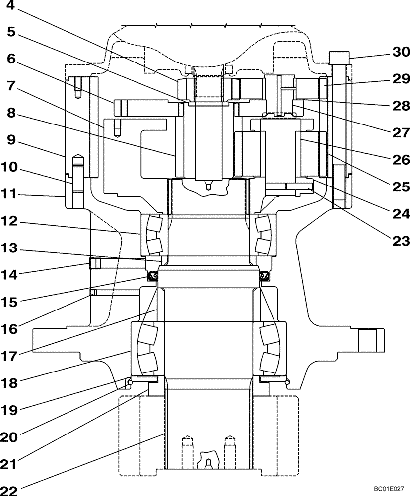 Схема запчастей Case CX350B - (08-55) - GEAR ASSY, REDUCTION - MOTOR, SWING (08) - HYDRAULICS