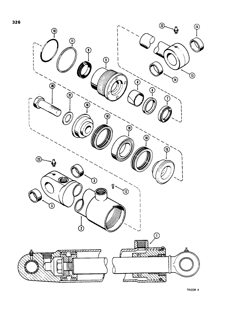 Схема запчастей Case 35 - (326) - G33456 3-POINT HITCH LIFT CYLINDER, WTIH TWO PIECE PISTON 