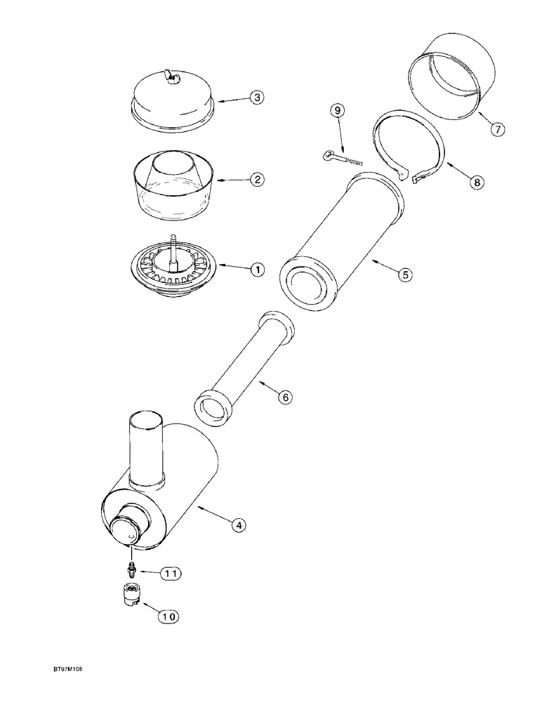 Схема запчастей Case 580L - (2-10) - AIR CLEANER AND PRECLEANER ASSEMBLIES, MODELS WITHOUT TURBOCHARGED ENGINE (02) - ENGINE