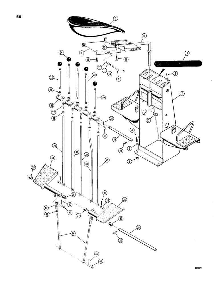 Схема запчастей Case 33 - (050) - INDIVIDUAL LEVER, BACKHOE CONTROL (FOOT SWING), ONE PIECE TOWER 