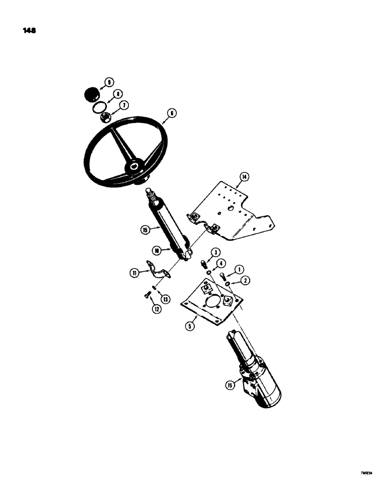 Схема запчастей Case 580C - (148) - STEERING WHEEL AND COLUMN (05) - STEERING