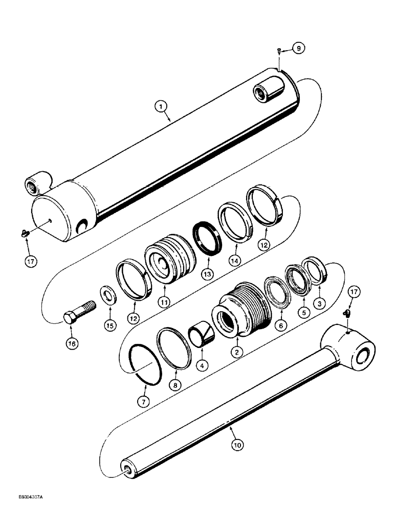 Схема запчастей Case 1838 - (8-54) - BOOM DIPPER & BUCKET CYLINDERS (08) - HYDRAULICS