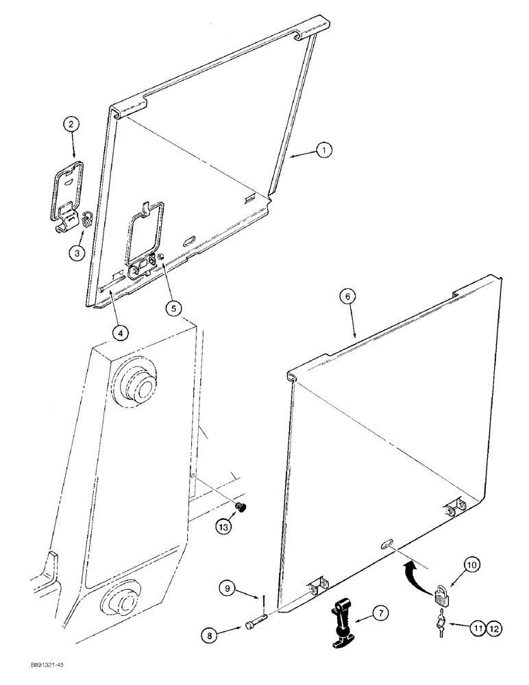 Схема запчастей Case 480F - (9-088) - ENGINE SIDE PANELS (09) - CHASSIS/ATTACHMENTS