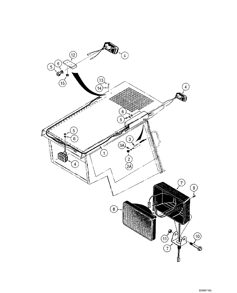 Схема запчастей Case 1845C - (04-08A) - HARNESS - LAMPS, WORK, JAF0040228 - JAF0277352 (04) - ELECTRICAL SYSTEMS