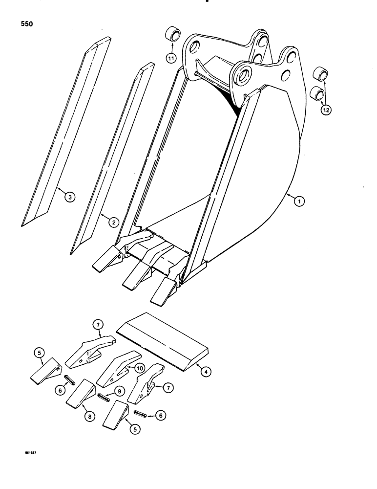 Схема запчастей Case 580E - (550) - BACKHOE BUCKETS, INCLUDES BUCKET TEETH, TRENCHING BUCKETS, HEAVY DUTY (09) - CHASSIS/ATTACHMENTS